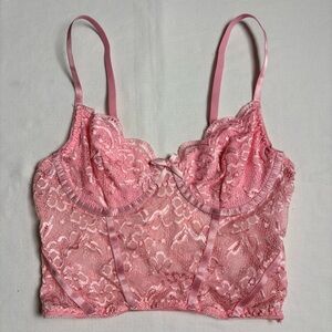 Romwe Bubblegum Pink Lace Corset- Small